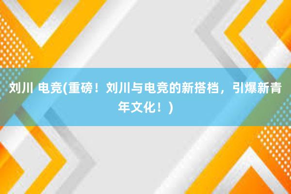 刘川 电竞(重磅！刘川与电竞的新搭档，引爆新青年文化！)