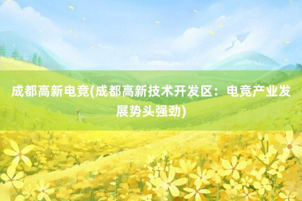 成都高新电竞(成都高新技术开发区：电竞产业发展势头强劲)