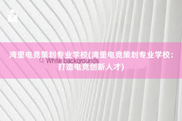 湾里电竞策划专业学校(湾里电竞策划专业学校：打造电竞创新人才)