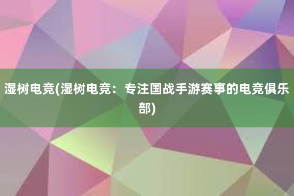 湿树电竞(湿树电竞：专注国战手游赛事的电竞俱乐部)