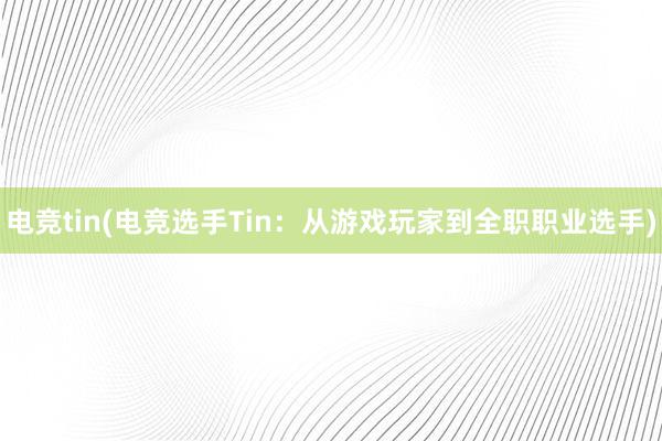 电竞tin(电竞选手Tin：从游戏玩家到全职职业选手)