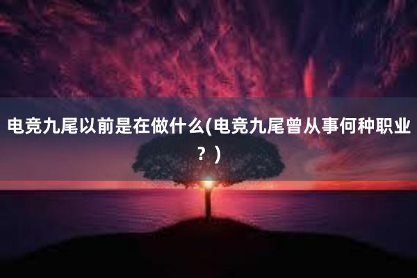 电竞九尾以前是在做什么(电竞九尾曾从事何种职业？)