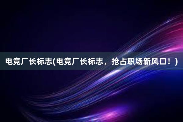 电竞厂长标志(电竞厂长标志，抢占职场新风口！)