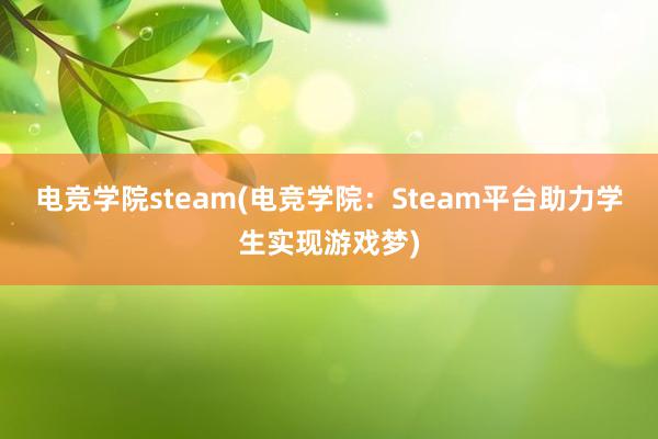 电竞学院steam(电竞学院：Steam平台助力学生实现游戏梦)