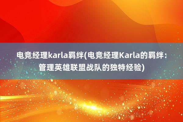 电竞经理karla羁绊(电竞经理Karla的羁绊：管理英雄联盟战队的独特经验)