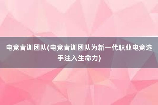 电竞青训团队(电竞青训团队为新一代职业电竞选手注入生命力)