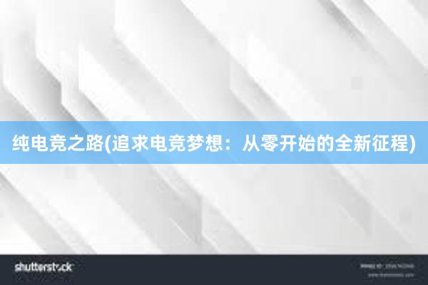 纯电竞之路(追求电竞梦想：从零开始的全新征程)