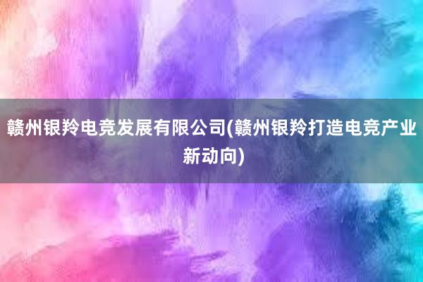 赣州银羚电竞发展有限公司(赣州银羚打造电竞产业 新动向)