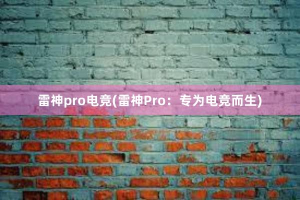 雷神pro电竞(雷神Pro：专为电竞而生)