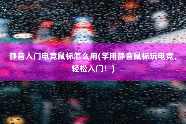 静音入门电竞鼠标怎么用(学用静音鼠标玩电竞，轻松入门！)