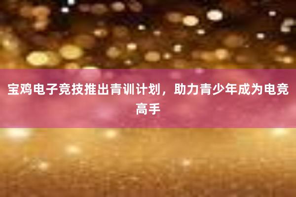 宝鸡电子竞技推出青训计划，助力青少年成为电竞高手