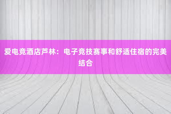 爱电竞酒店芦林：电子竞技赛事和舒适住宿的完美结合