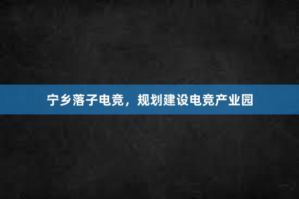 宁乡落子电竞，规划建设电竞产业园