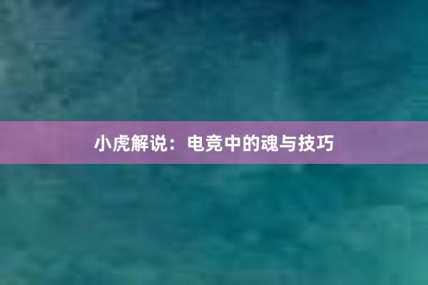 小虎解说：电竞中的魂与技巧