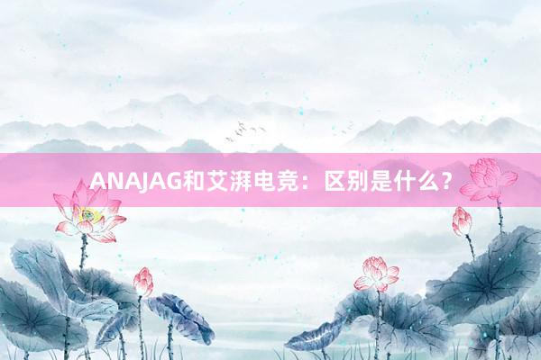 ANAJAG和艾湃电竞：区别是什么？