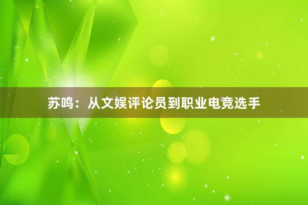 苏鸣：从文娱评论员到职业电竞选手